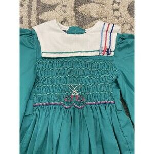 Vintage Polly Flinders Smocked Dress Girls Size 4 Embroidered Sewing Heirloom